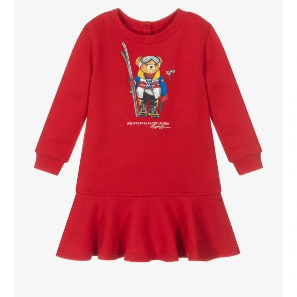Ralph Lauren Sweatshirt Bear Ski Baby Girl Dress - Picture 1 of 7